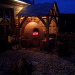 cob oven at night